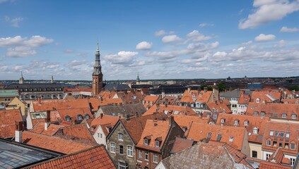 Obraz premium Panoramic scene of historic rooftops under a clear sky, travel, cityscape, architecture, vacation, holiday, ancient, European