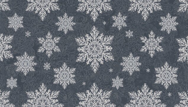 Lace pattern featuring white snowflakes against a dark gray backdrop, suitable for winter-themed designs - Powered by Adobe