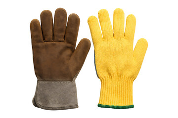Work Gloves Mixed Materials Pair Isolated on a Transparent Background