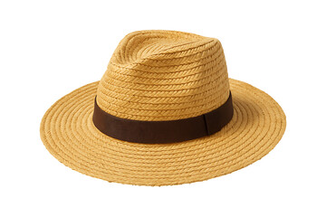 Woven Summer Sun Hat Wide Brim Style Isolated on a Transparent Background