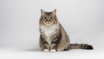 Adorable feline resting solo on a light backdrop, conveying a sense of isolation