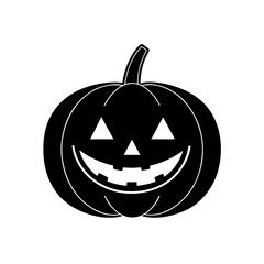 Spooky black silhouette of smiling jack-o'-lantern halloween icon