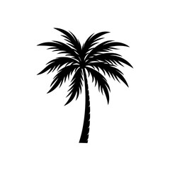 Palm tree silhouette vector icon; tropical symbol for vacation