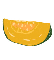 Hand-Drawn Pumpkin or Squash Slice Illustration