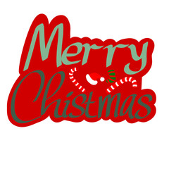 Bold red and green “Merry Christmas” text with candy cane accents, perfect for festive holiday greetings.