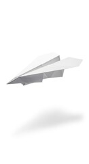 Paper Airplane Flying on White Background