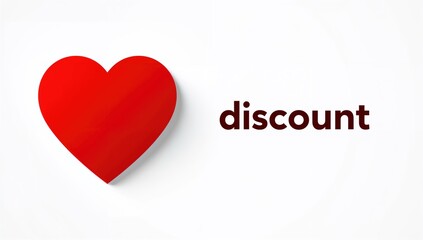 Red heart symbol with discount text, promotional appeal for sales events