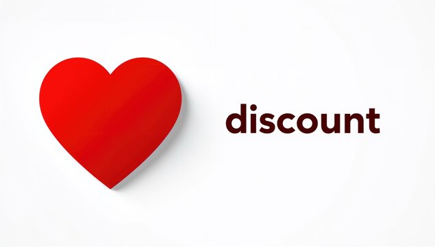 Red heart symbol with discount text, promotional appeal for sales events