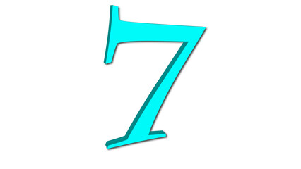 3d cyan color number seven
