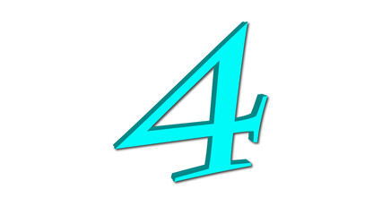 3d cyan color number four
