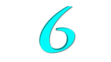 3d cyan color number six
