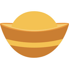 Stylized Golden Bowl Icon With A Mounded Filling Over A White Background Digital Art