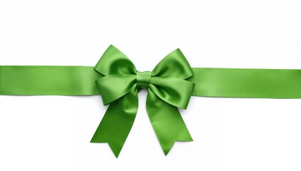 Figure resting on a green bow with a horizontal ribbon, focus on seasonal decoration