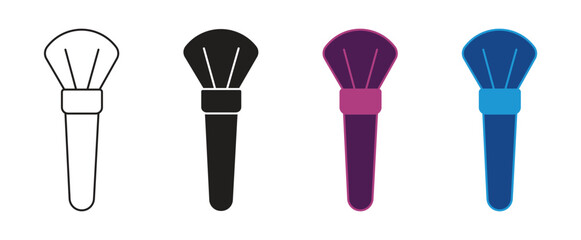 Makeup brush icon set, vector illustration.