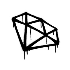 Abstract diamond graffiti with dripping spray paint on white background.