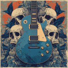 Rock tattoo. Surrealism, fantasy, art. Vibrant color. Generated by AI.