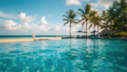 Fototapeta premium Blurred abstract view of a swimming pool, suitable for a UI backdrop