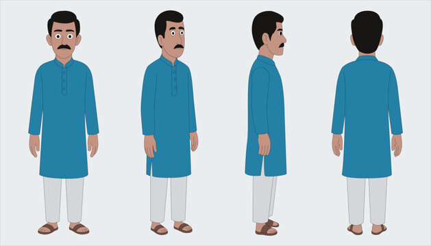 Indian man cartoon character. moral stories for the best cartoon character. the character best for your animation videos