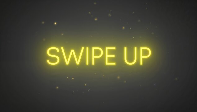Neon yellow swipe up text banner with light spots on grey backdrop, ideal for social media engagement - Powered by Adobe