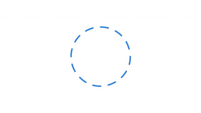 Rotating blue dashed circle loading icon animation. Minimal spinning. Animated loader isolated on white transparent. Web design component 4K video. Buffer, spinner, preloader. User interface element