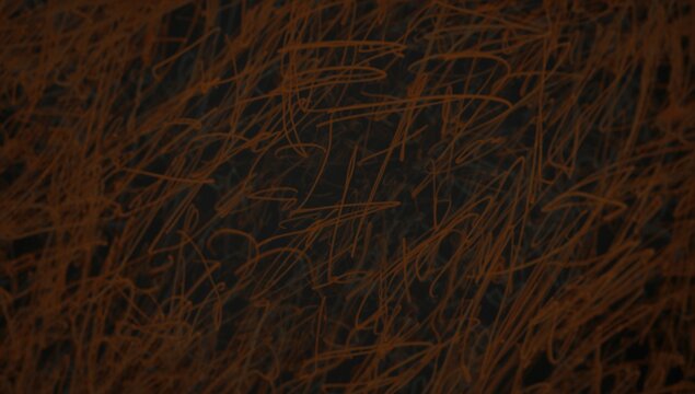 Dark orange scribbling with creative doodles, an innovative blurring technique for branding