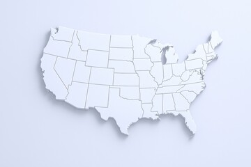 Fototapeta premium USA map illustration with state borders on a white background, perfect for geography, travel, or education