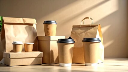 Eco Friendly Coffee Shop Packaging for Takeaway and Delivery.