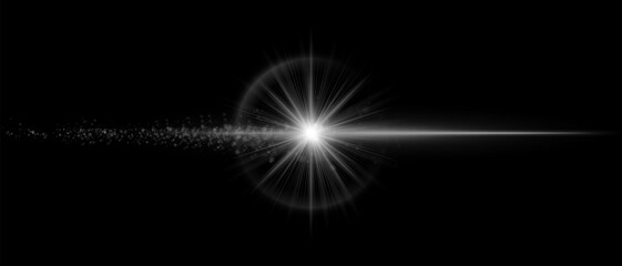 Bright lens flare with multiple glowing reflections, soft diffusion, and smooth transparency. Great for overlays, video effects, and sci-fi visual elements.