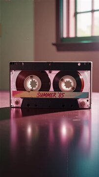 Retro VHS tape on a table