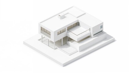 Fototapeta premium Newly constructed house on a white background, ideal for home buying decisions