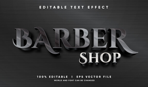 barber shop 3d vector text effect editable