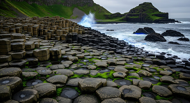 Mosaic Giant's Causeway Ireland Basalt Columns