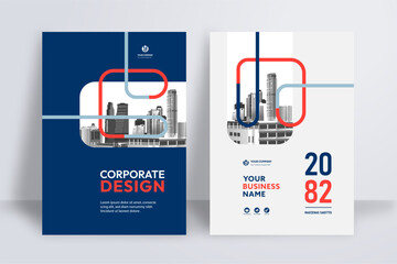 Business Report Cover Template – Blue and Red Geometric Layout (A4)