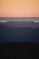 sunrise over the mountains and the sea