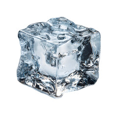 Refreshing Fresh Cool Ice Cube on White Background