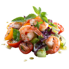 Vibrant Fresh Shrimp Salad with Colorful Vegetables and Herbs