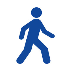 Blue silhouette of a walking person isolated on transparent background