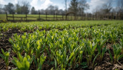 Obraz premium A cluster of emerging seedlings, showcasing growth potential, Earth Day