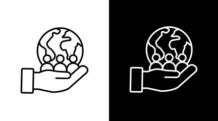 Social Impact  White Icon Set Design