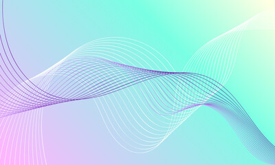 purple green smooth lines wave curves on soft gradient abstract background