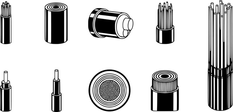 Fiber cable isolated black set icon. Vector illustration