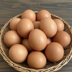 Fresh Brown Eggs in a Basket.