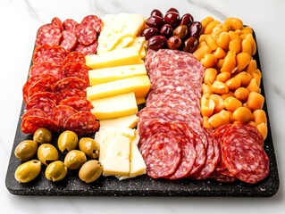 Colorful Charcuterie Board with Cheeses, Meats, and Olives for Entertaining