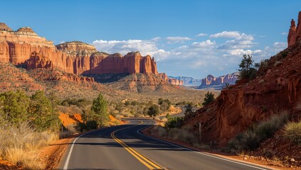 Capitol Reef roadway, showcasing seasonal change