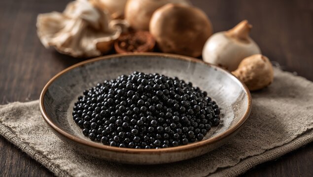 Homemade mushroom caviar, protein-rich meal - Powered by Adobe
