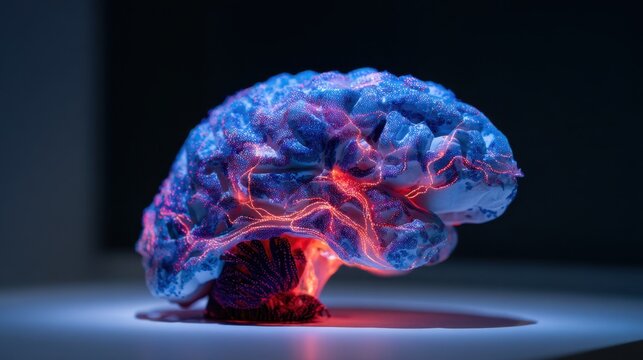 Colorful glowing brain with vibrant neural connections showcasing innovation and creativity in modern technology and science - Powered by Adobe