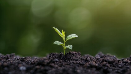 Naklejka premium Fresh seedling sprouting from soil, symbolizing new growth and potential in leadership development