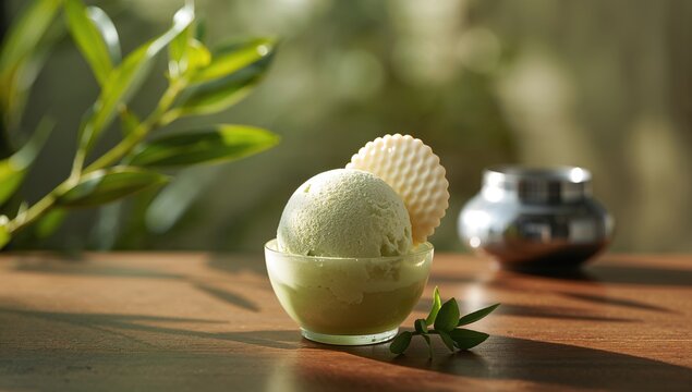 Japanese Monaka Green Tea ice cream, fiber-dense choice