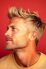 Obraz premium Classy men's undercut haircut - midlife white man with blond hai