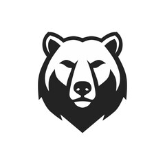 Minimalist Flat Grizzly Bear Head Outline Shape Isolated Animal Icon
